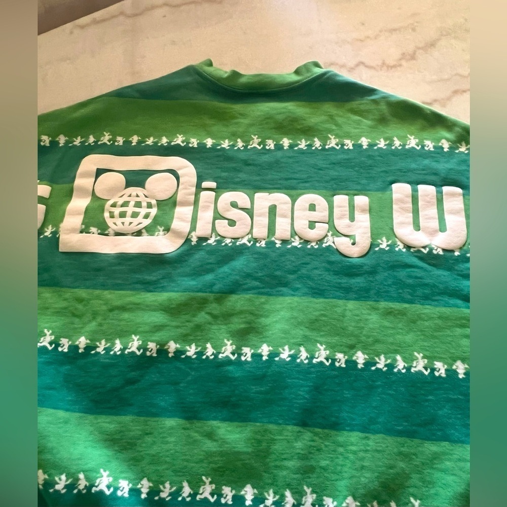 Disney World Mickey and Friends Pullover Sweatshirt Women's Small Striped Green